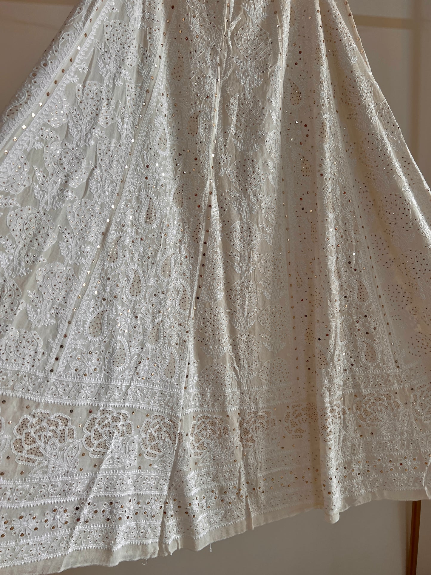 Ruhani Ivory allover Chikankari and mukaish lehenga skirt