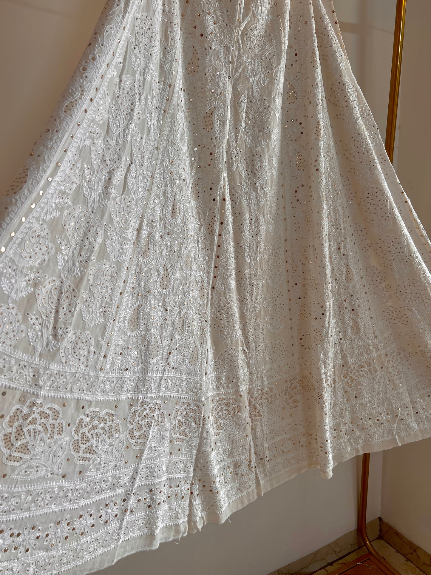 Ruhani Ivory allover Chikankari and mukaish lehenga skirt