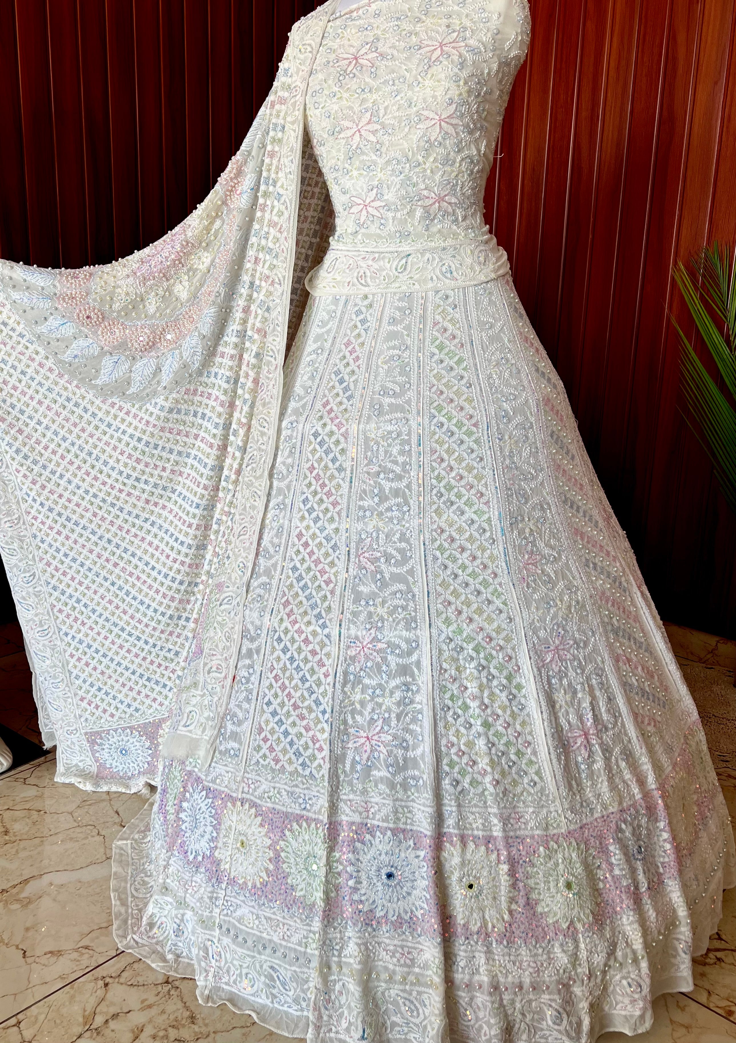 Buy Lucknowi Chikankari Lehenga From India's No.1 Website – Dhaaga&Co.