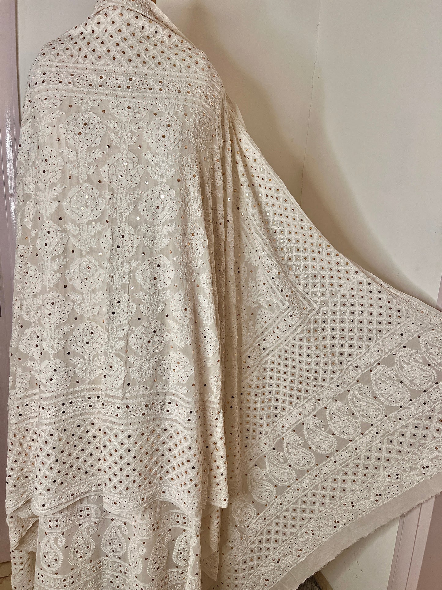 Ruhani Chikankari and Mukaish Dupatta