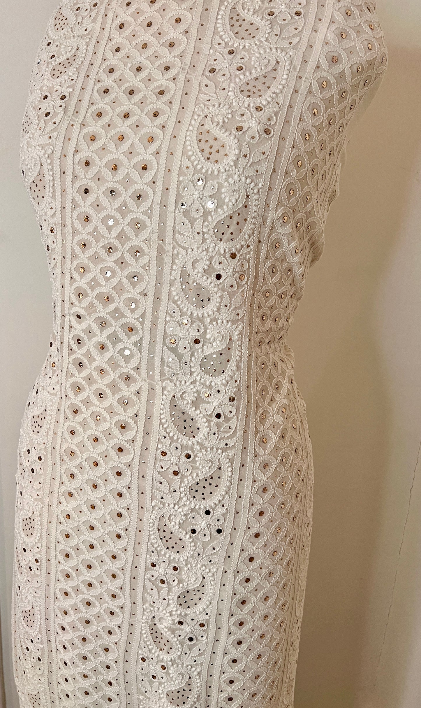 Ivory Chikankari and Mukaish Kurta and Dupatta