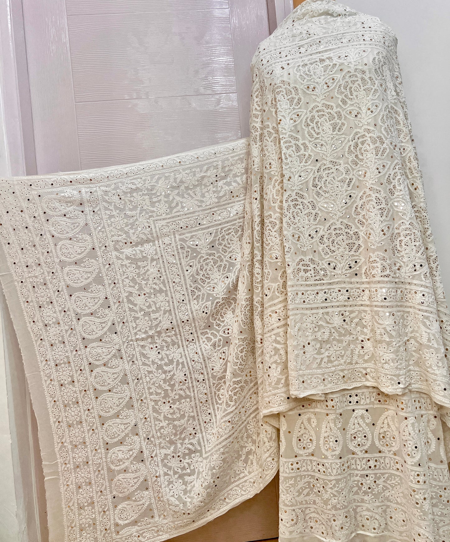 Ruhani Chikankari and Mukaish Dupatta