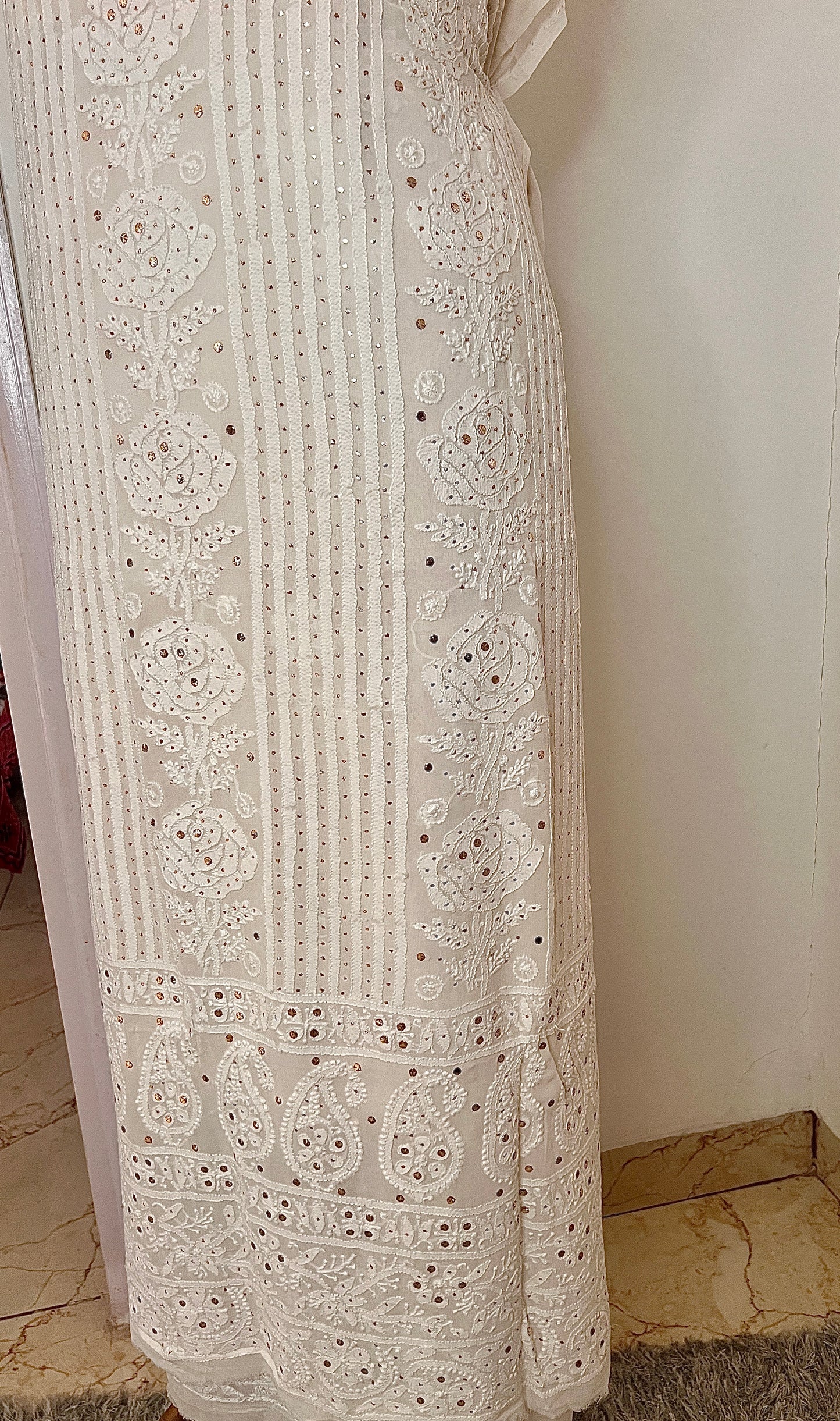 Ivory Chikankari and Mukaish Kurta and Dupatta