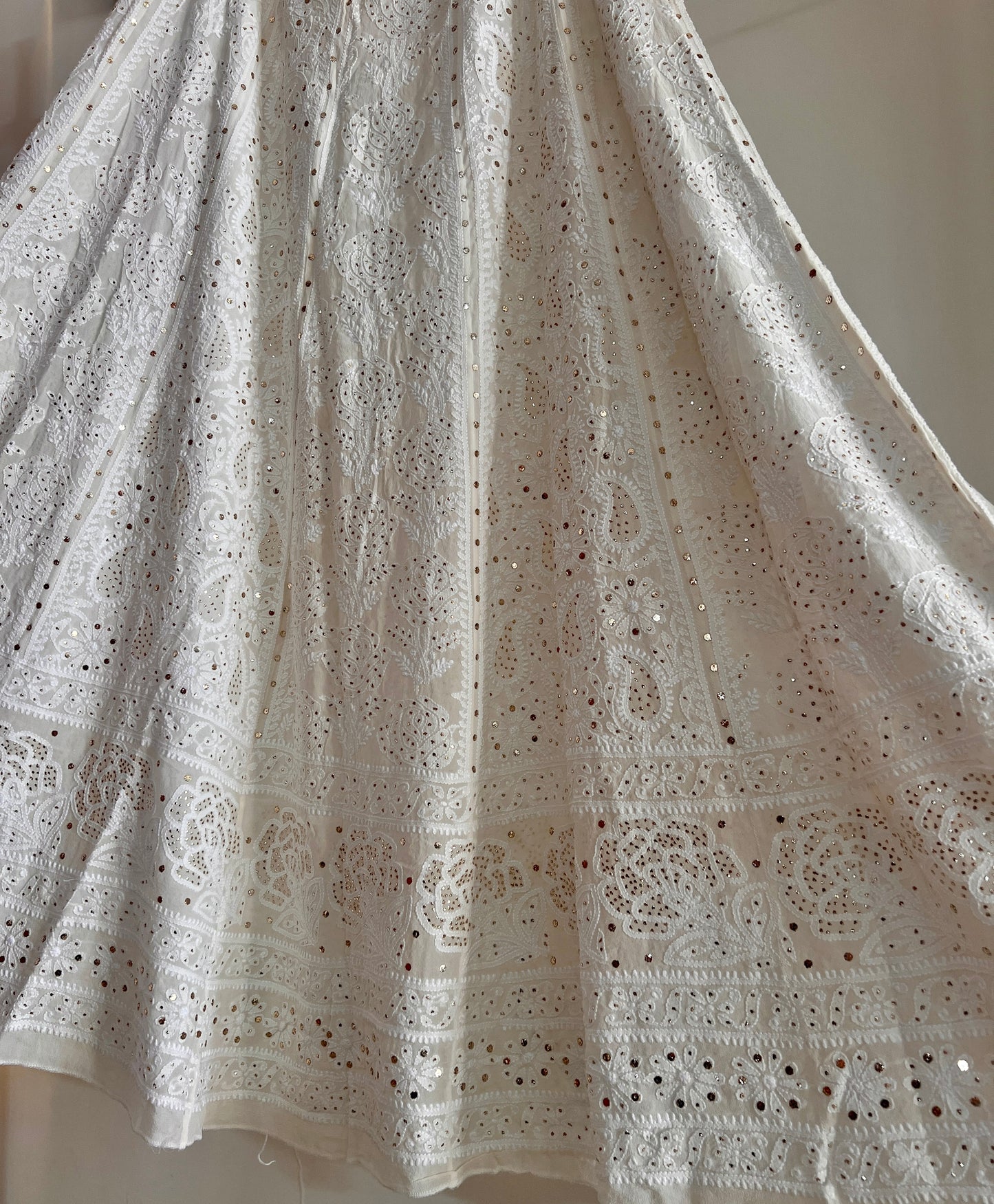 Ruhani Ivory allover Chikankari and mukaish lehenga skirt