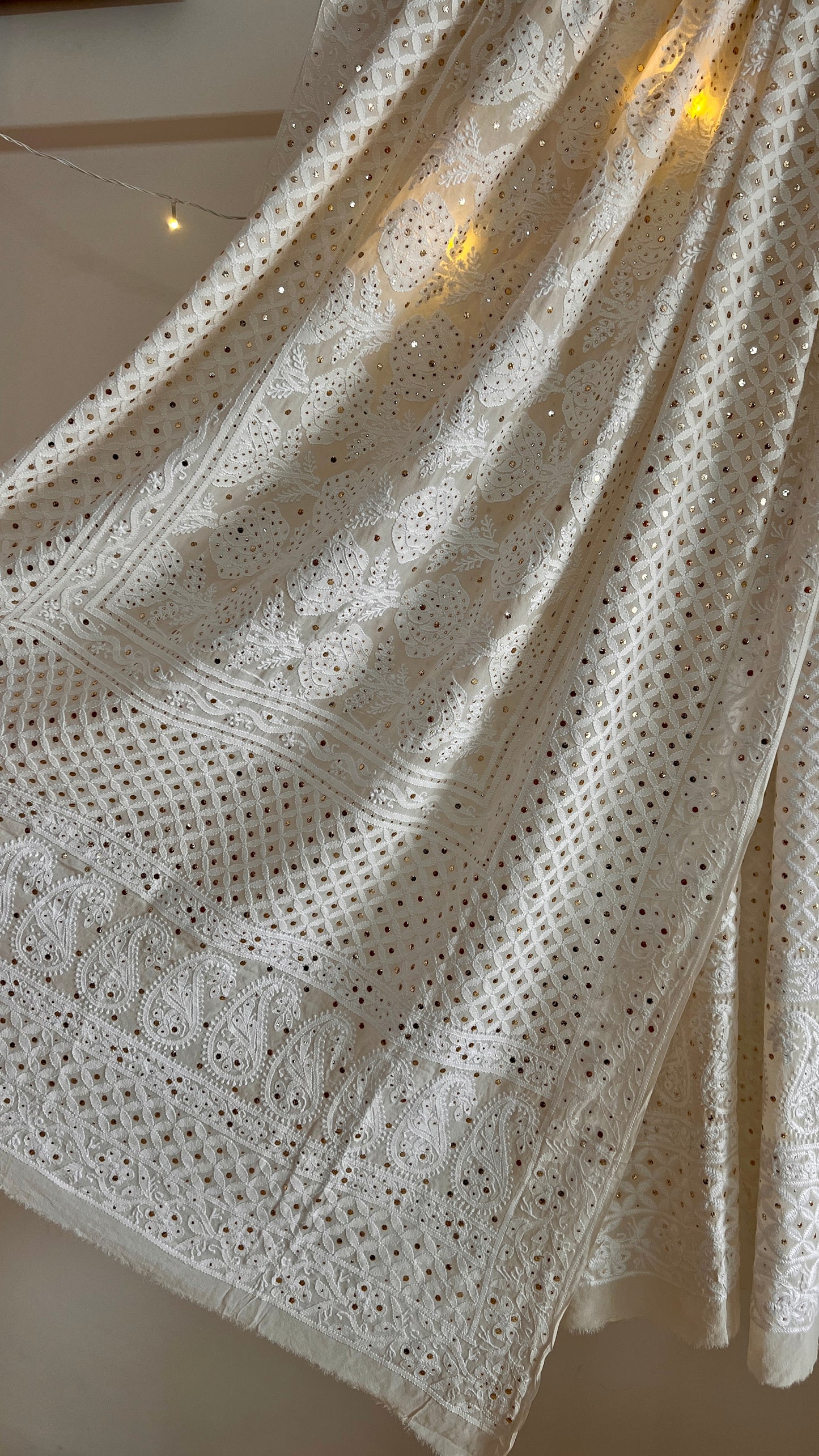 Ruhani Chikankari and Mukaish Dupatta