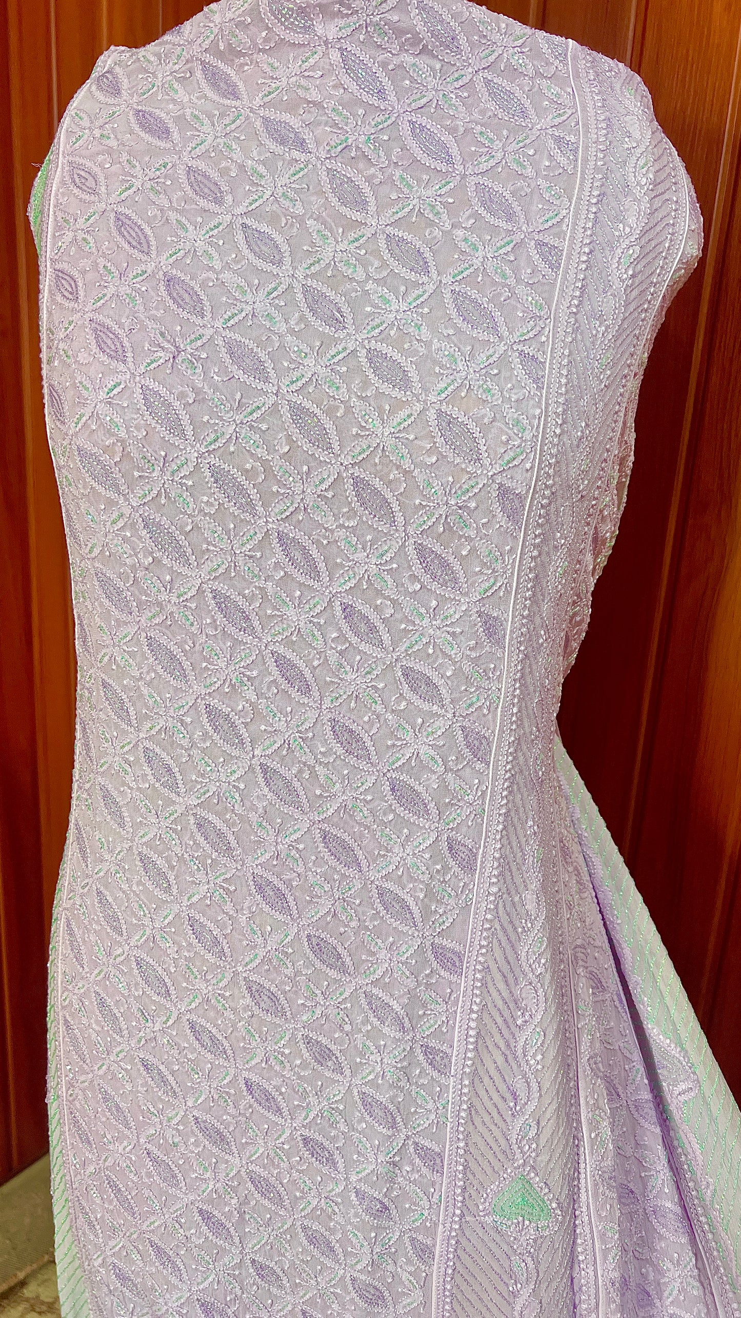 Lavender Chikankari and Cut Dana Embroidered Anarkali with Dupatta