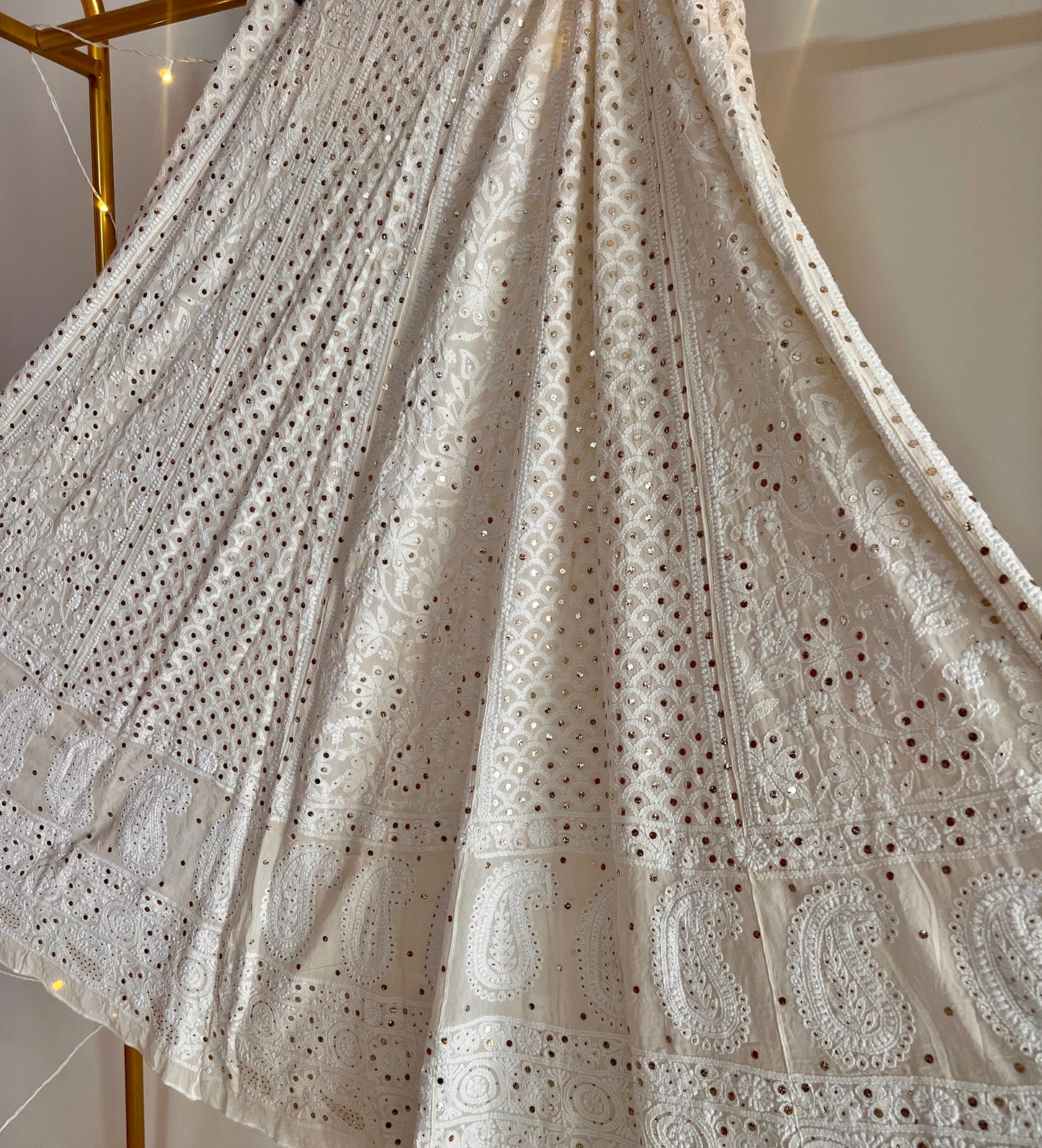 Ruhani Ivory allover Chikankari and mukaish lehenga skirt