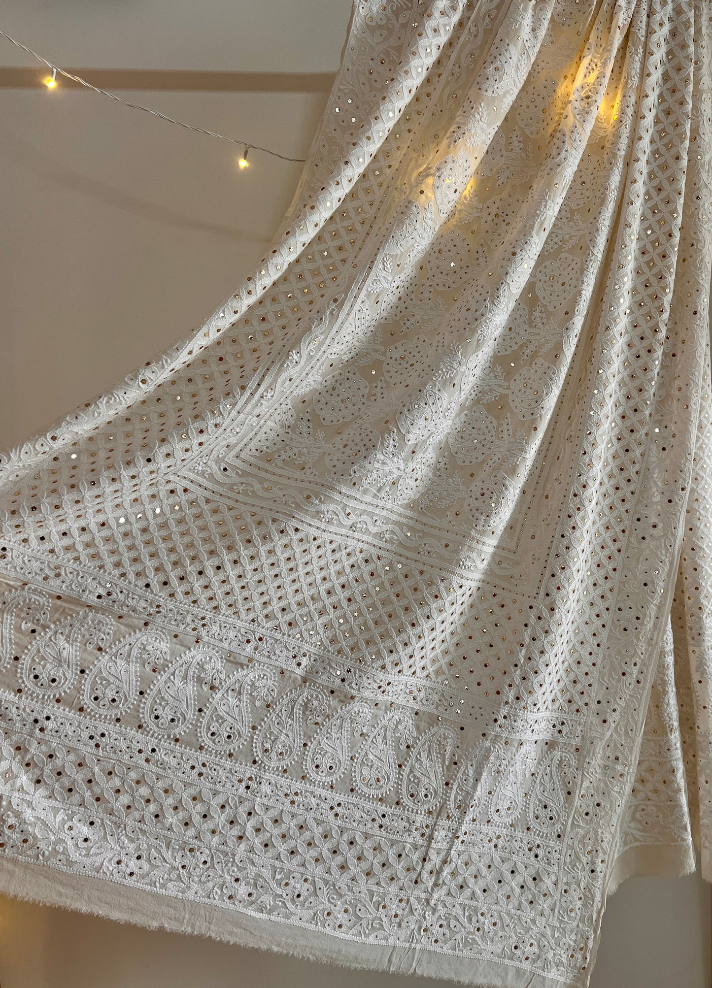 Ruhani Chikankari and Mukaish Dupatta