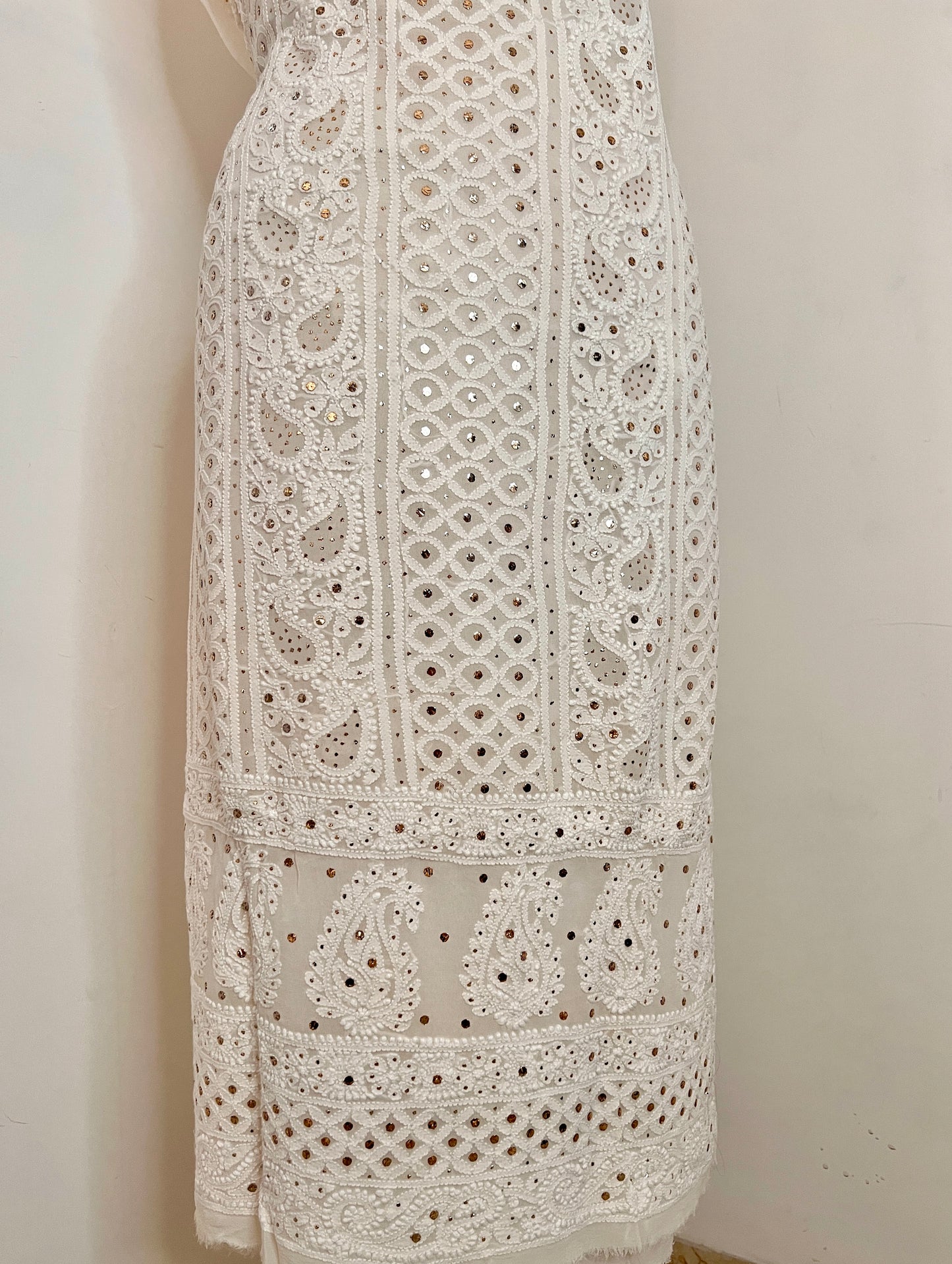 Ivory Chikankari and Mukaish Kurta and Dupatta