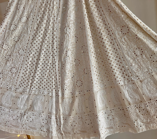 Ruhani Ivory allover Chikankari and mukaish lehenga skirt