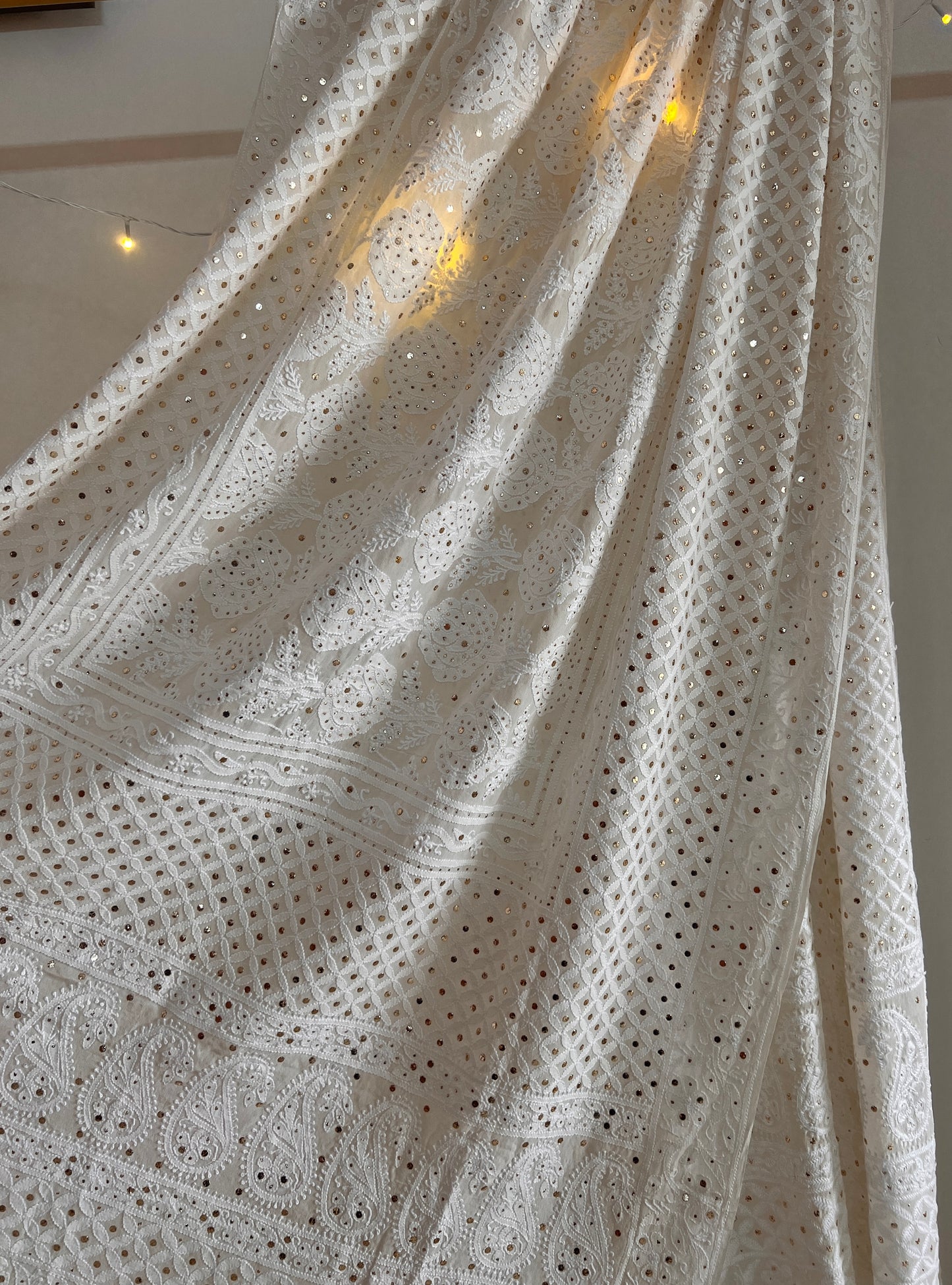 Ruhani Chikankari and Mukaish Dupatta