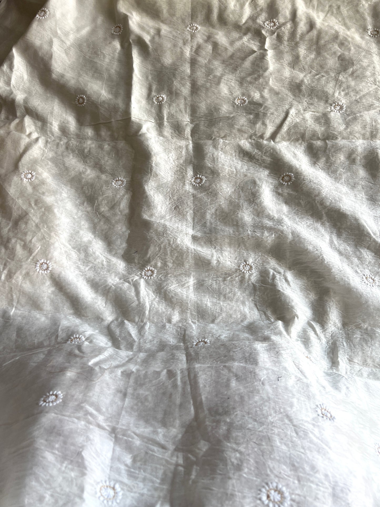 Ivory Chanderi Silk Chikankari Kurta Fabric