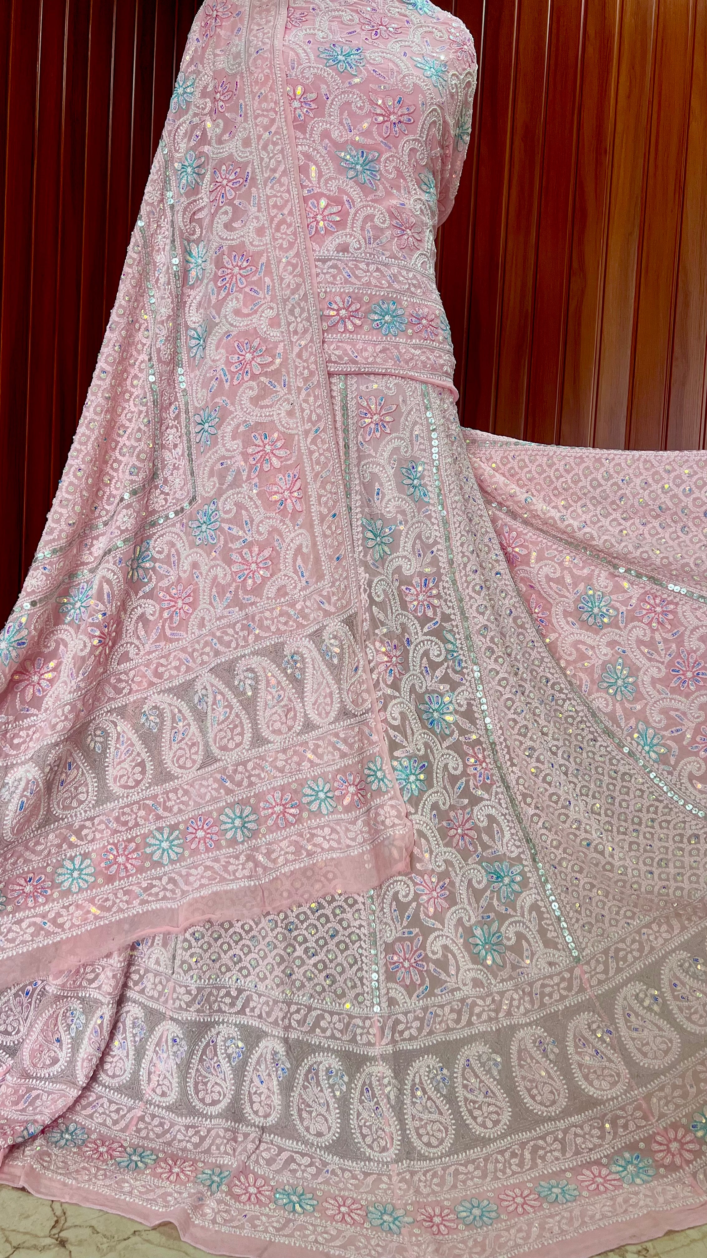 Beige Lucknow Chikankari Mukaish Lehenga Set – Dress365days