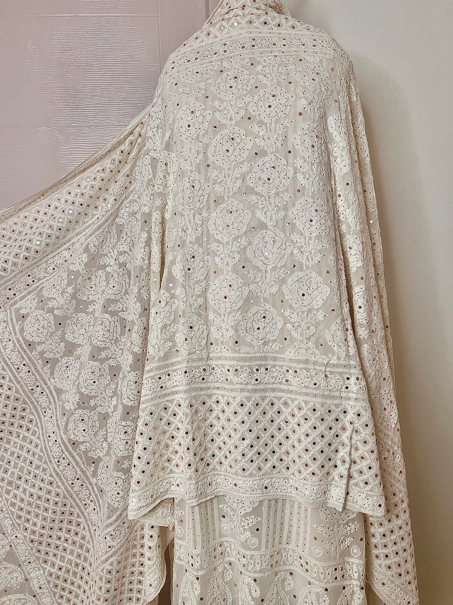 Ruhani Chikankari and Mukaish Dupatta