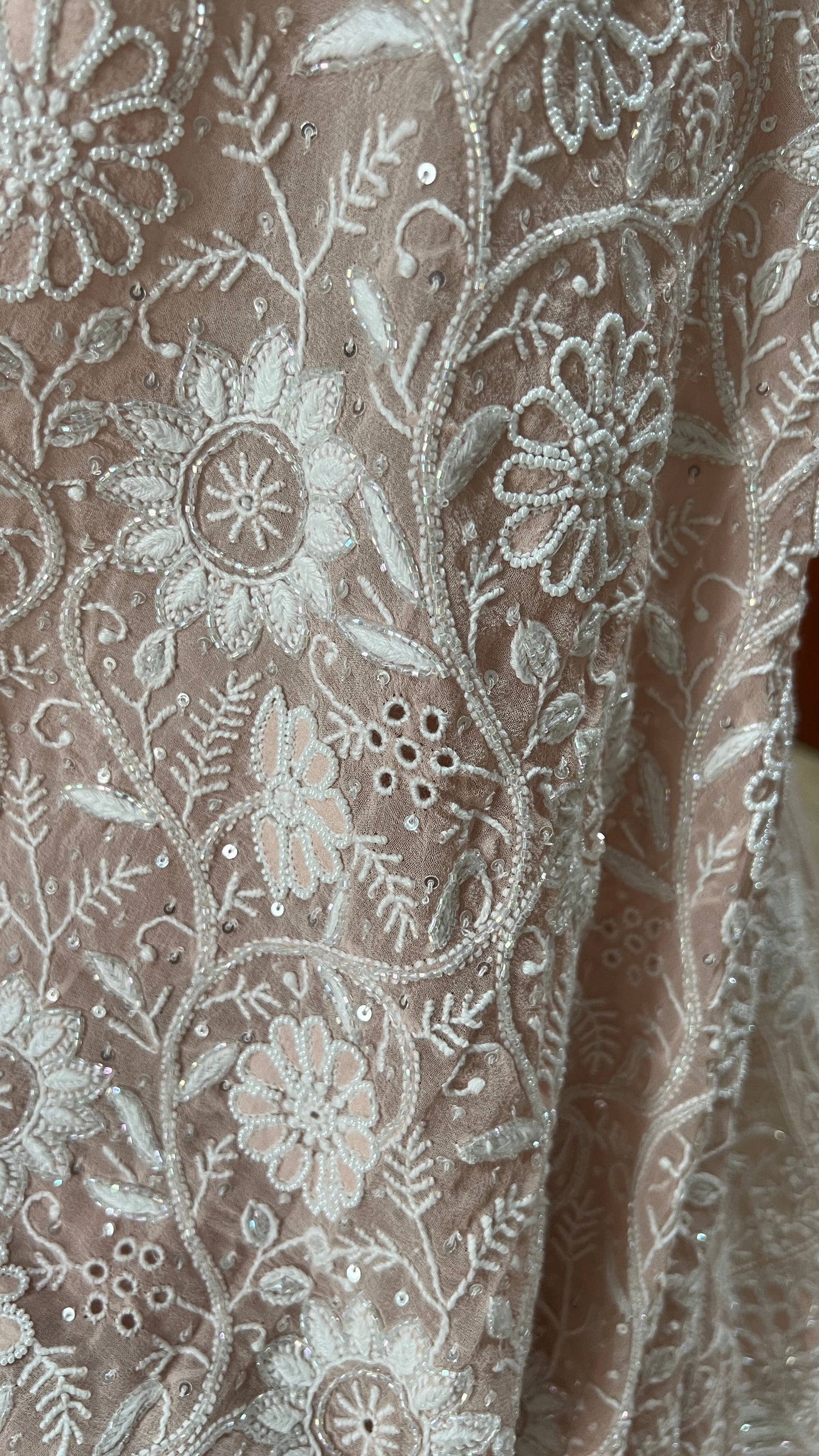 Ruhani Old Rose Pink 2 and 3 taar Chikankari Masterpiece Saree