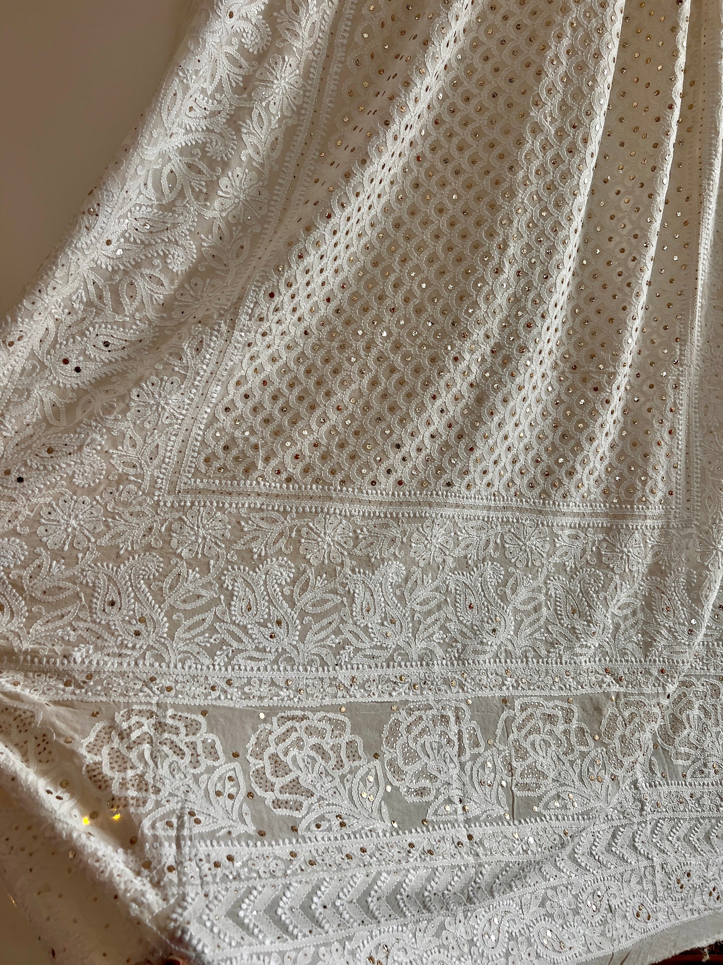 Ruhani Chikankari and Mukaish Dupatta