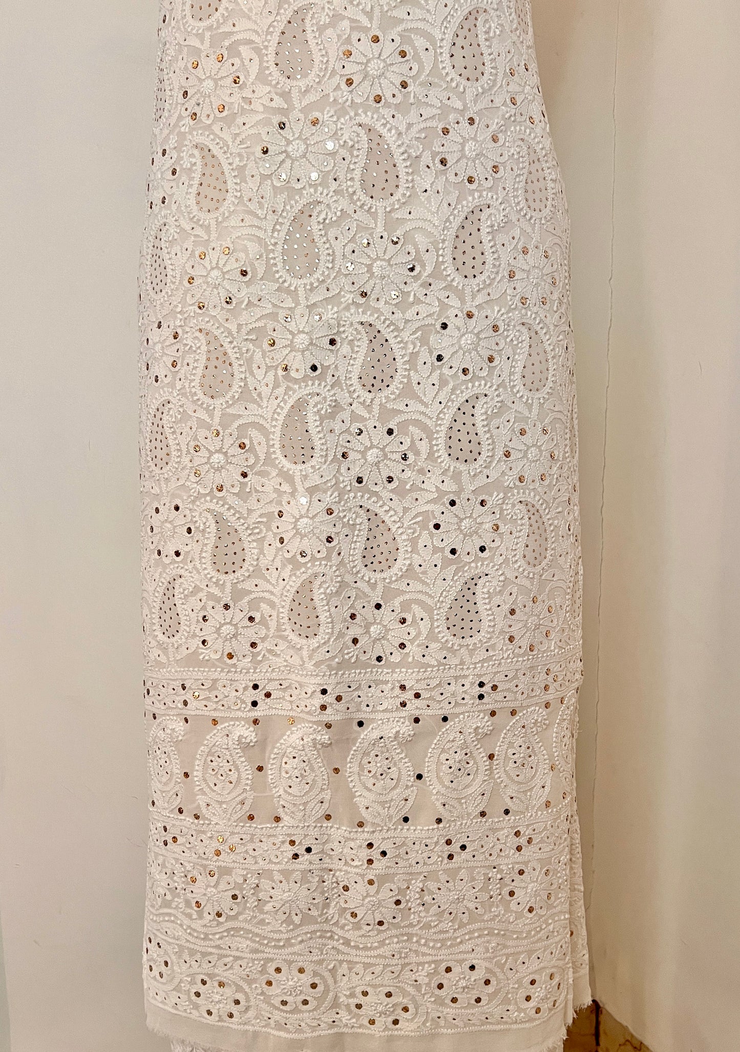 Ivory Chikankari and Mukaish Kurta and Dupatta