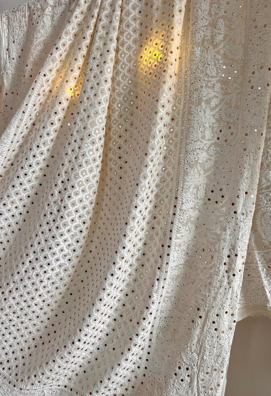 Ruhani Chikankari and Mukaish Dupatta