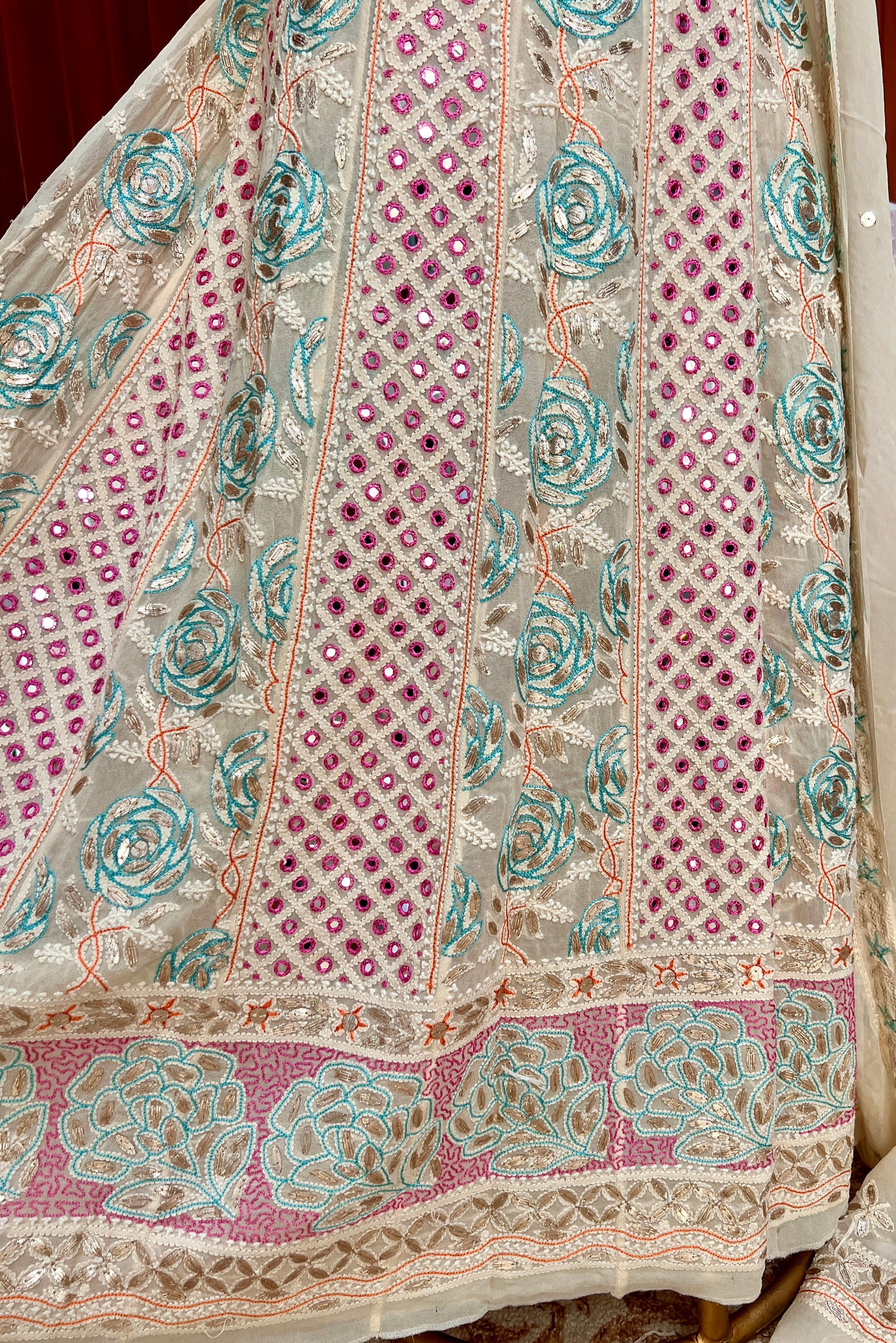 Ruhani Chikankari Mirror and Multicolored Embroidered Anarkali with Dupatta