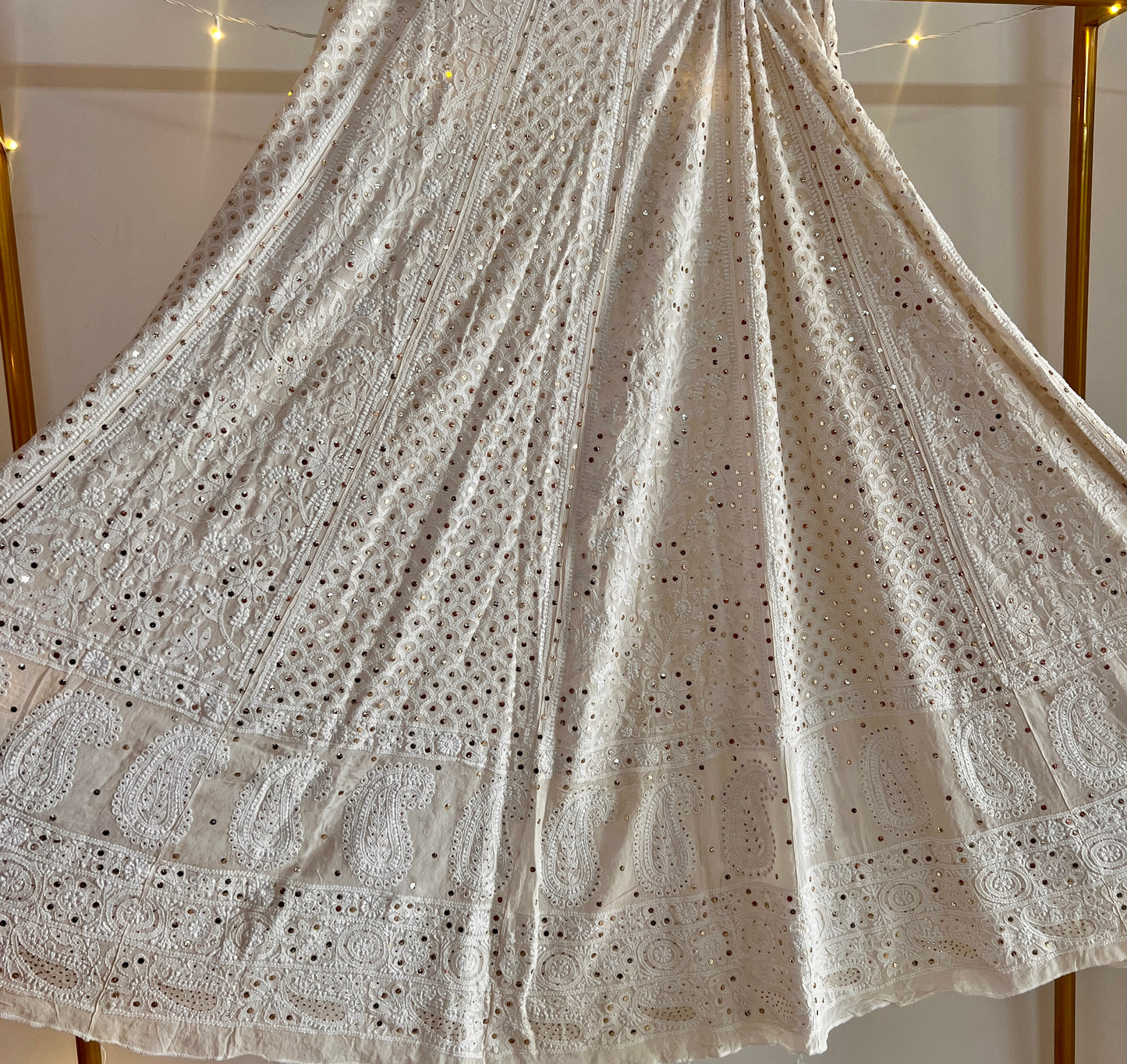 Ruhani Ivory allover Chikankari and mukaish lehenga skirt