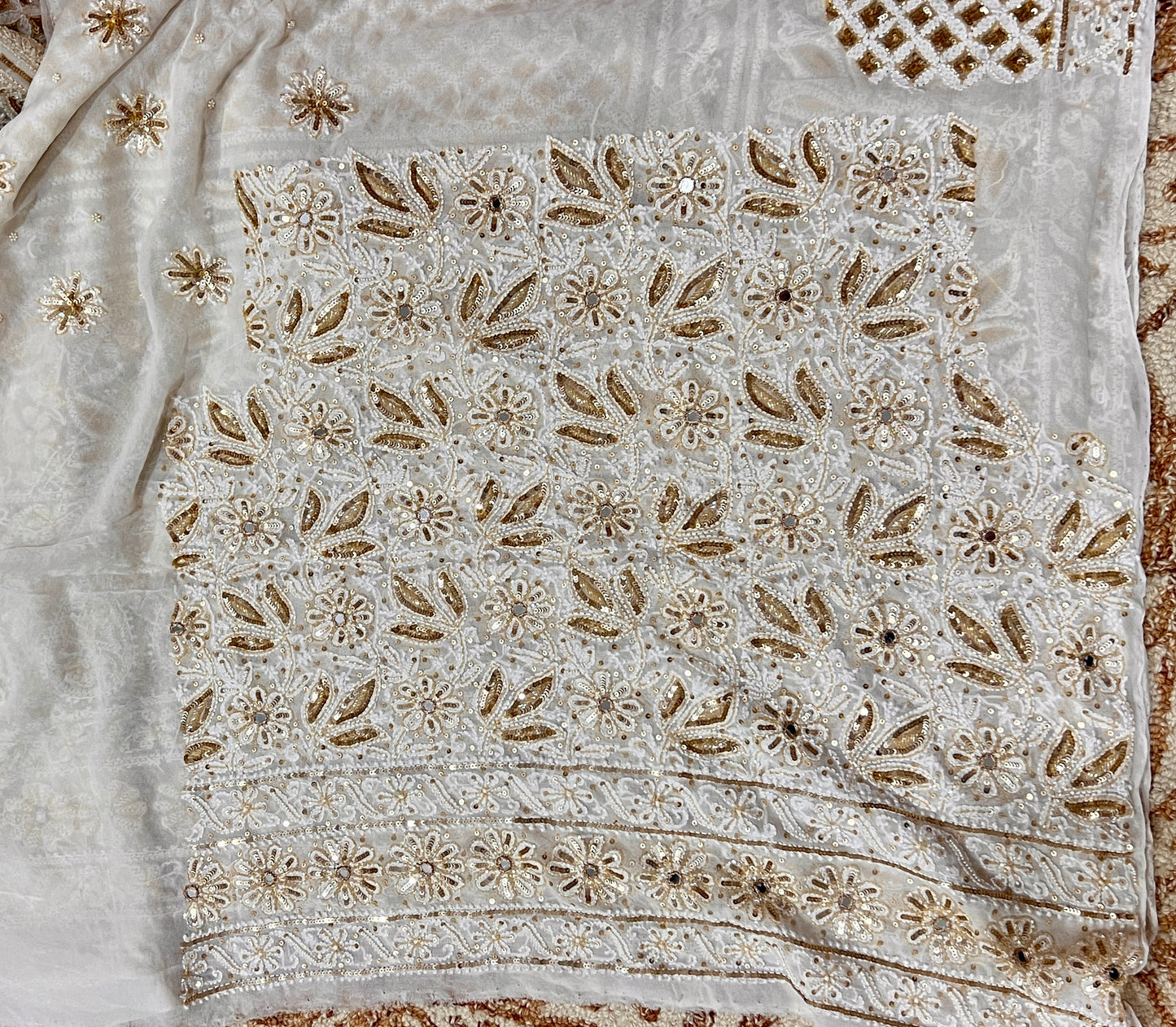 Masterpiece Ruhani Off White Chikankari Sequins Wedding Lehenga