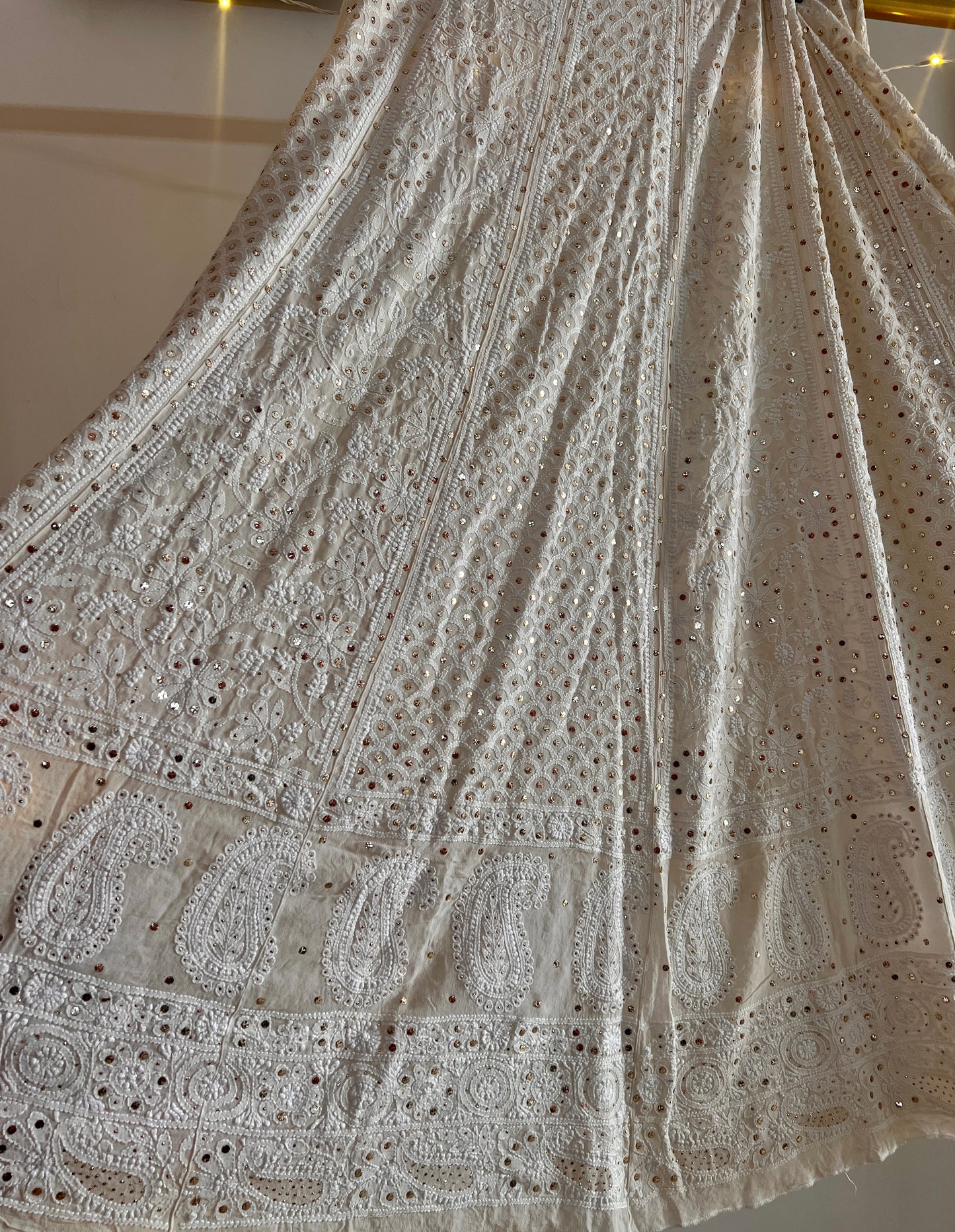 Ruhani Ivory allover Chikankari and mukaish lehenga skirt