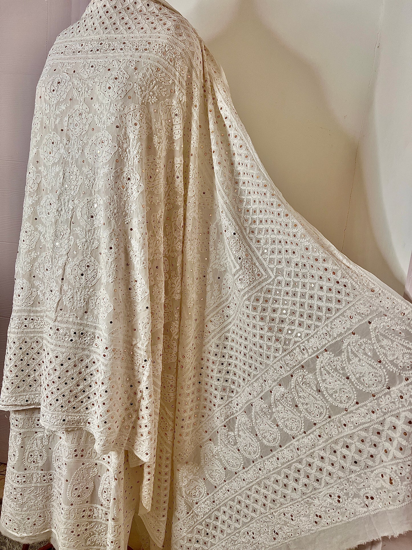 Ruhani Chikankari and Mukaish Dupatta