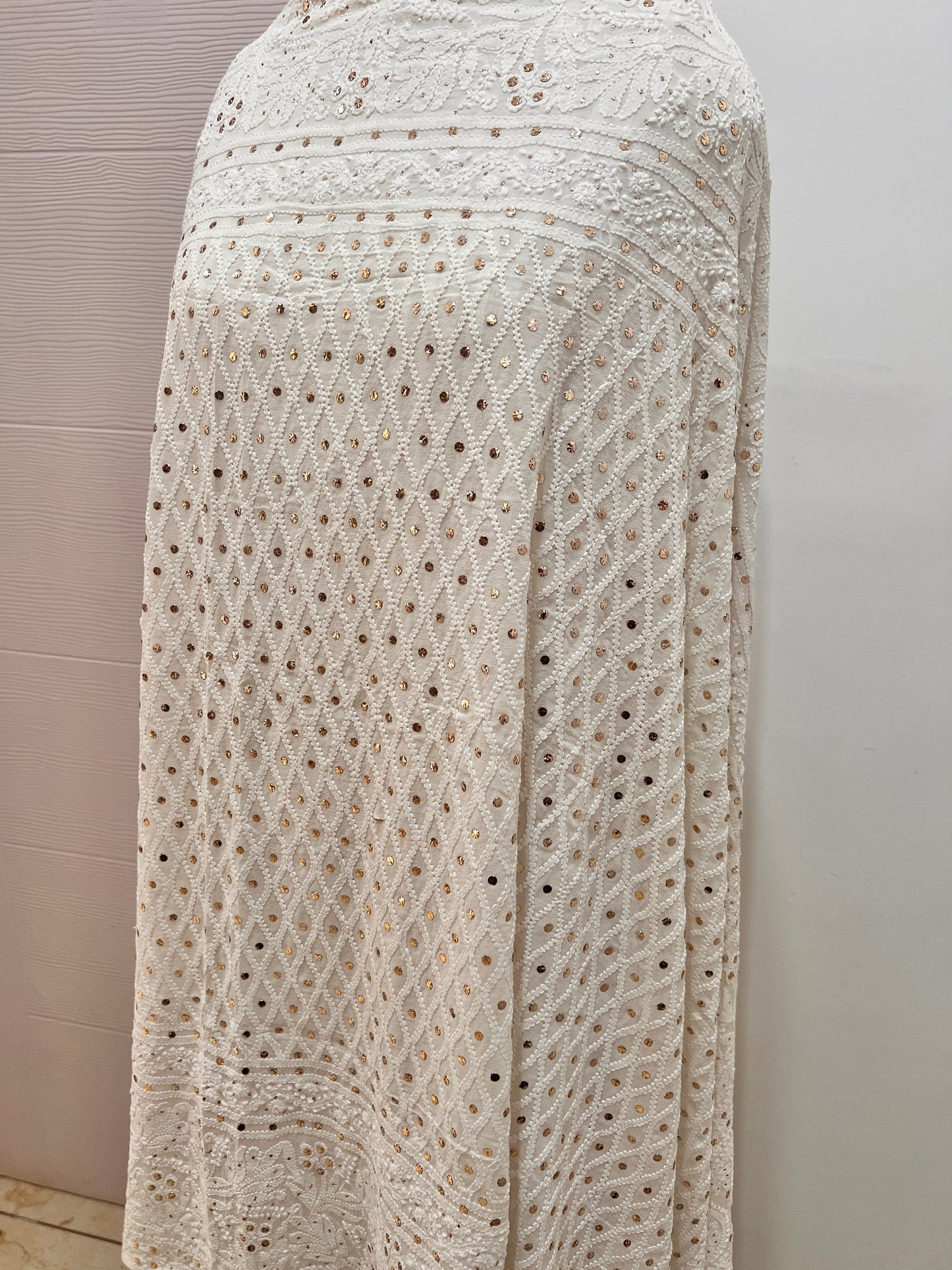 Ruhani Chikankari and Mukaish Dupatta