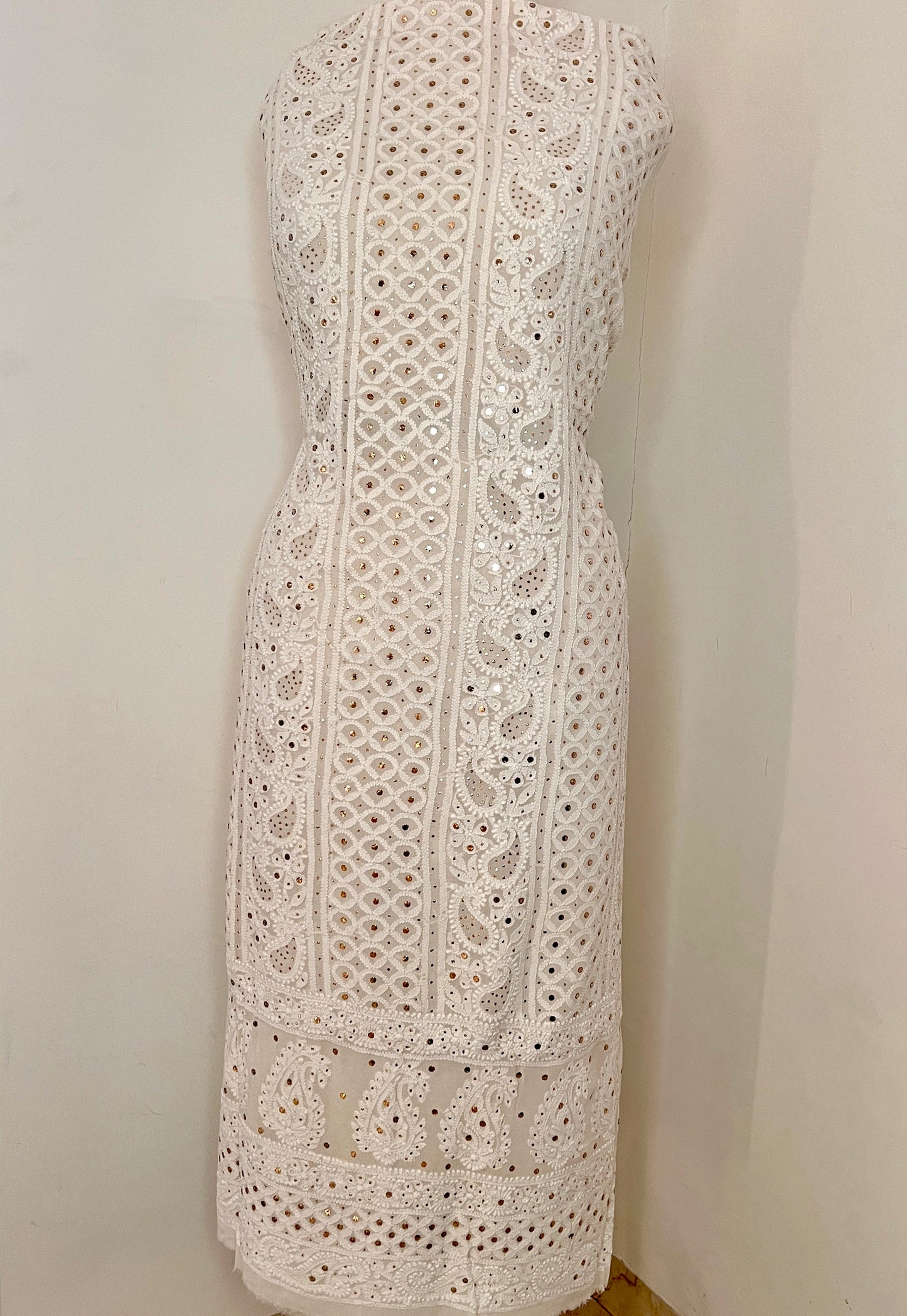 Ivory Chikankari and Mukaish Kurta and Dupatta