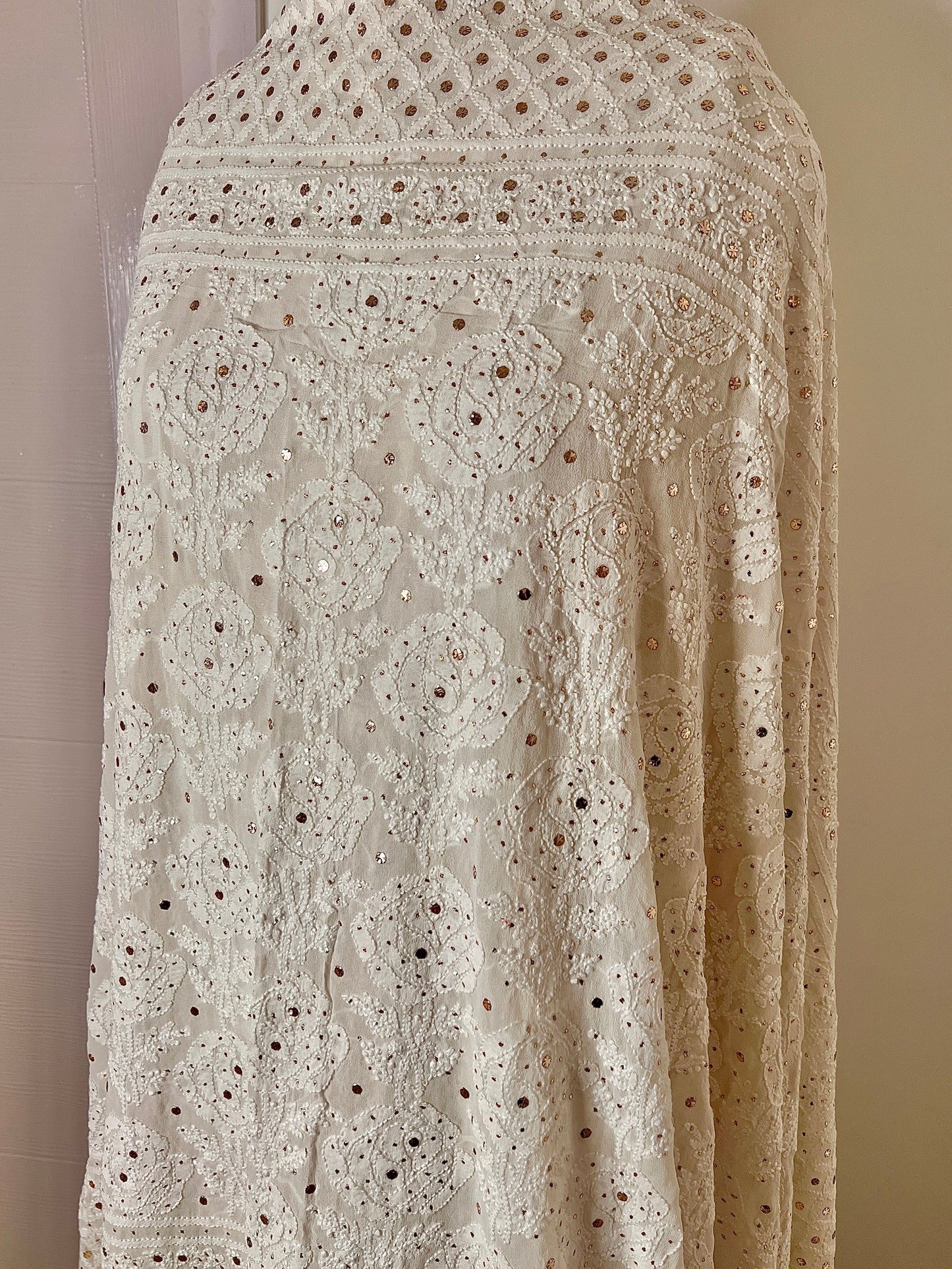 Ruhani Chikankari and Mukaish Dupatta