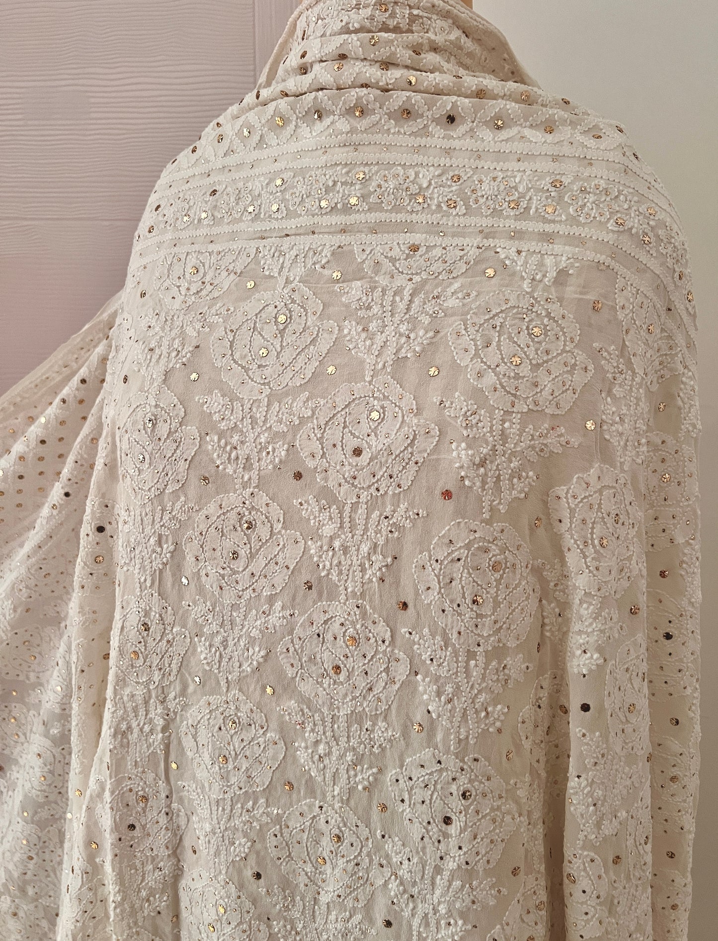 Ruhani Chikankari and Mukaish Dupatta