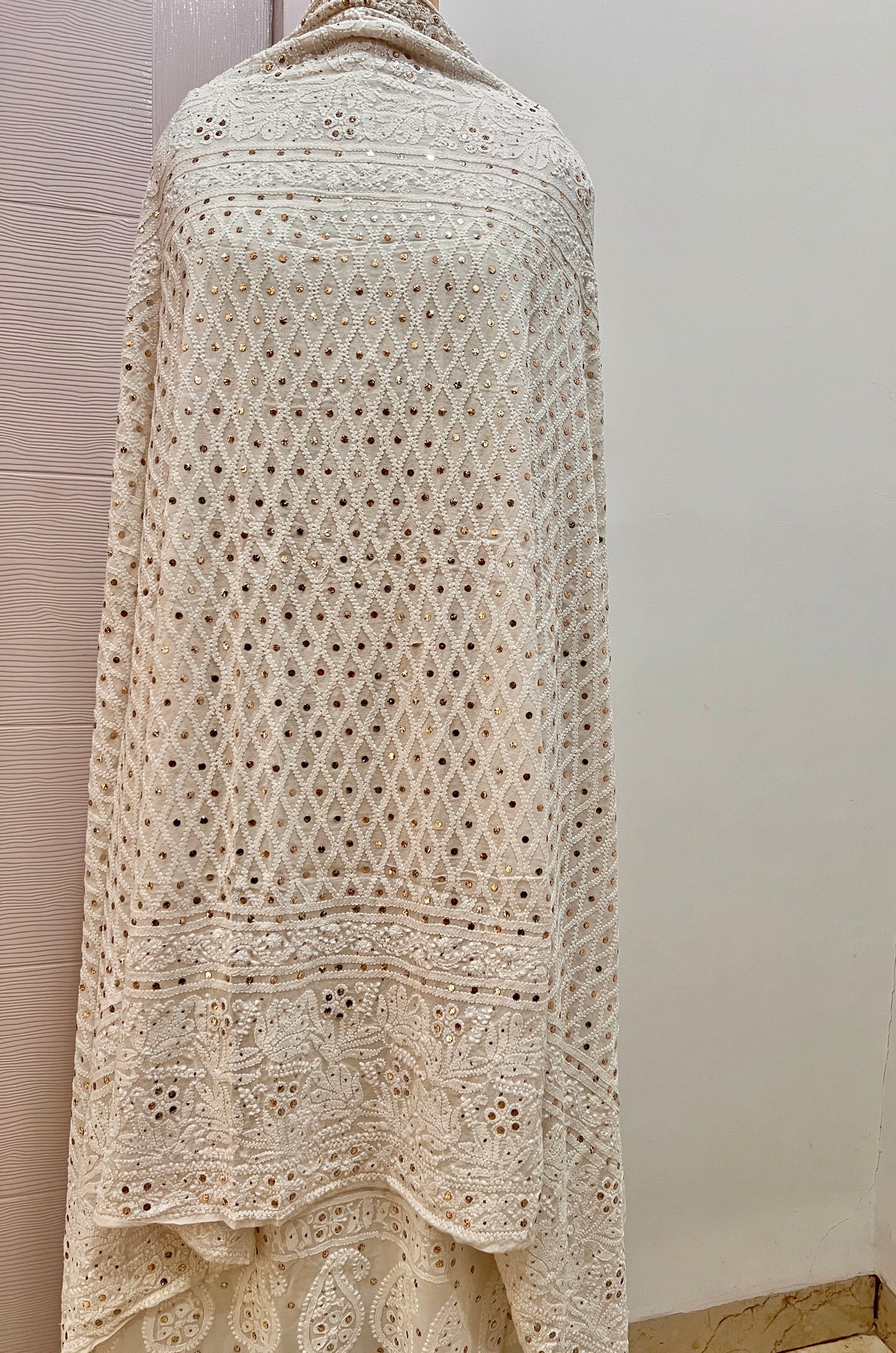 Ruhani Chikankari and Mukaish Dupatta