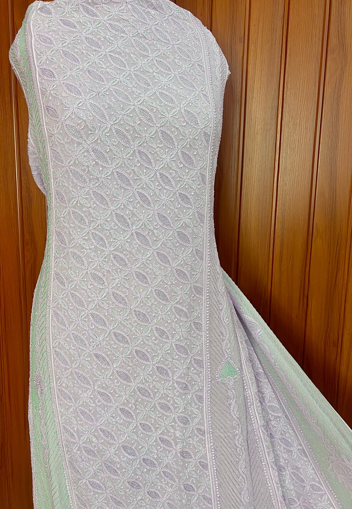 Lavender Chikankari and Cut Dana Embroidered Anarkali with Dupatta