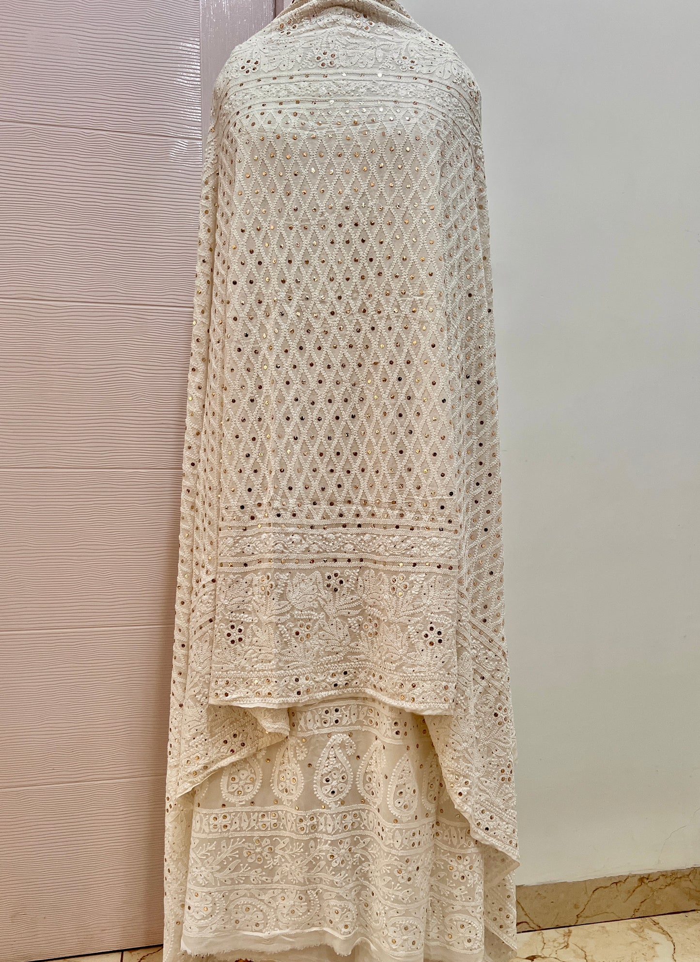 Ruhani Chikankari and Mukaish Dupatta