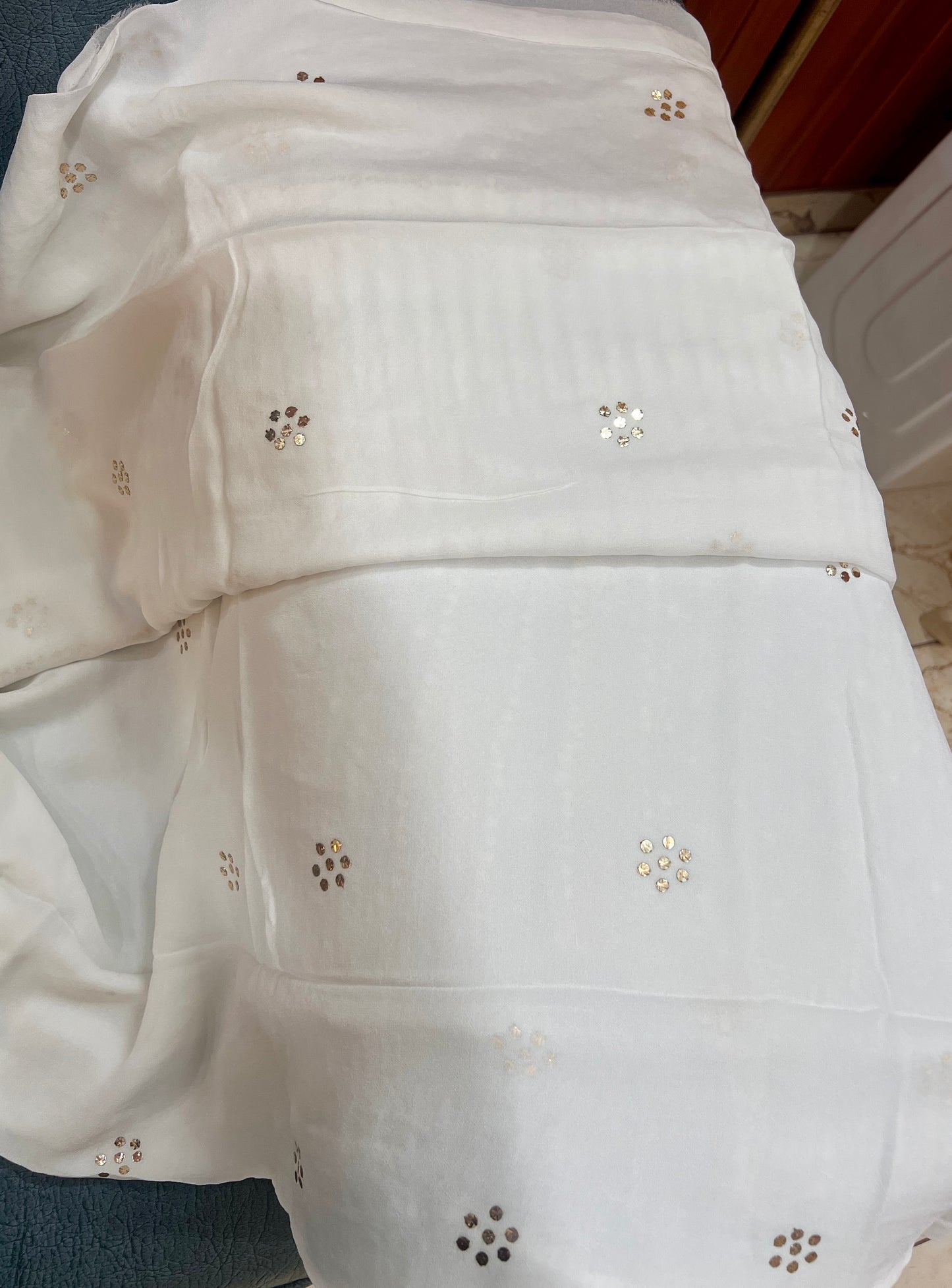 White heavy Mukaish Work Kurta and Dupatta Set