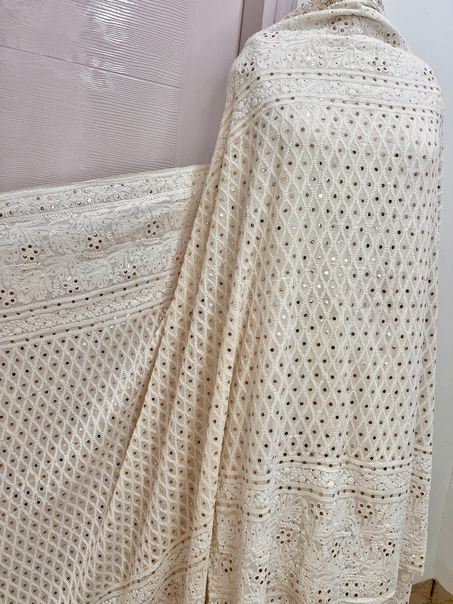 Ruhani Chikankari and Mukaish Dupatta