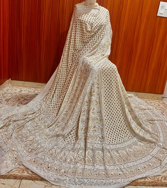 Masterpiece Ruhani Off White Chikankari Sequins Wedding Lehenga