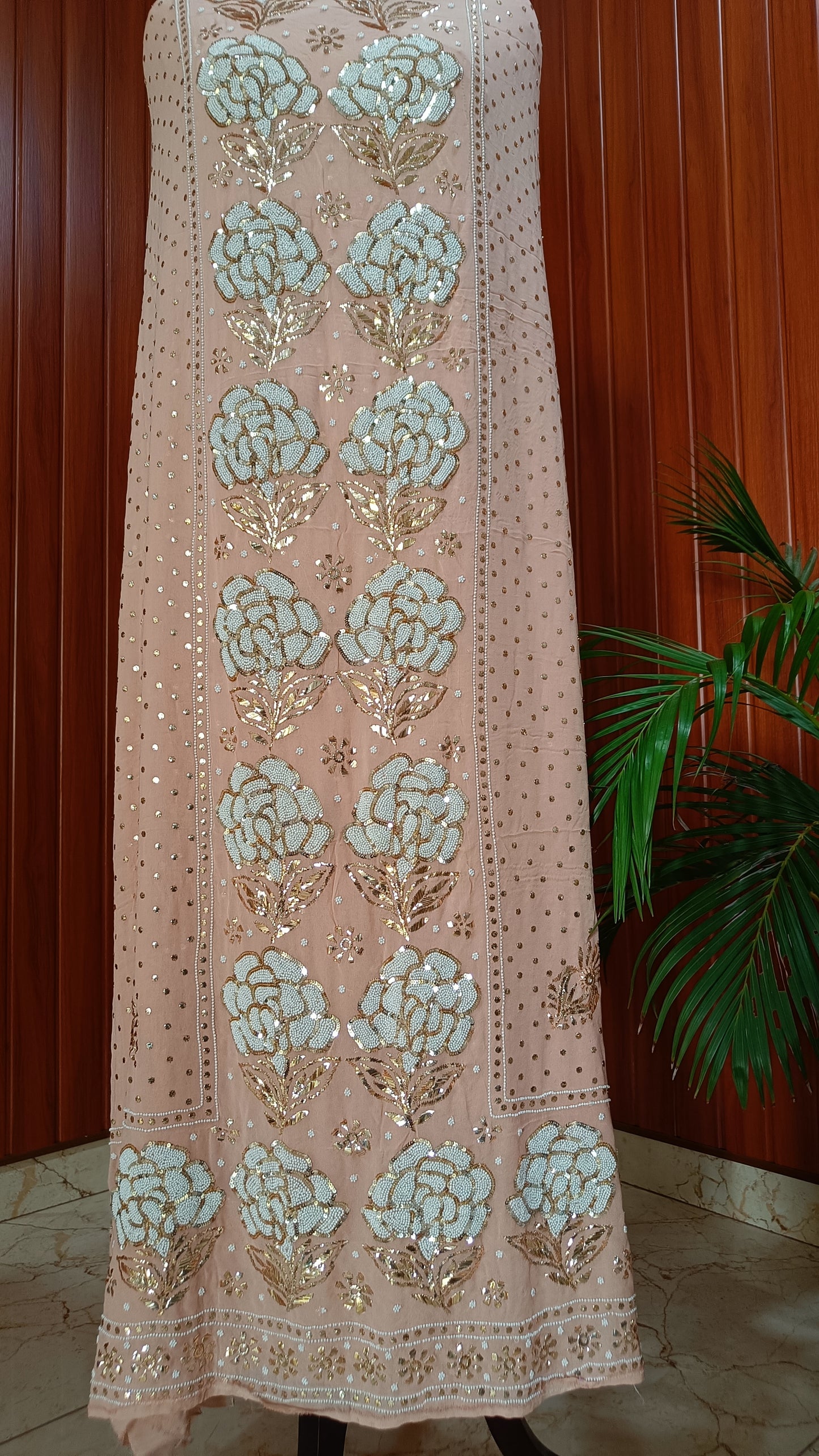 Ruhani Nude Badla and Pearl Embroidered Kurta & Dupatta Set