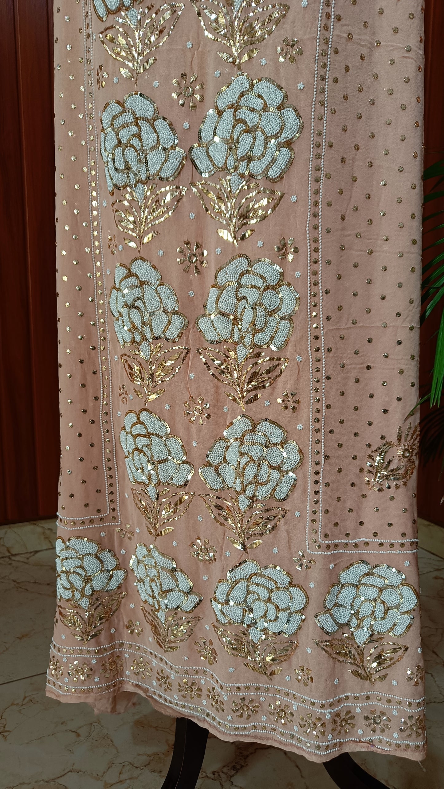 Ruhani Nude Badla and Pearl Embroidered Kurta & Dupatta Set