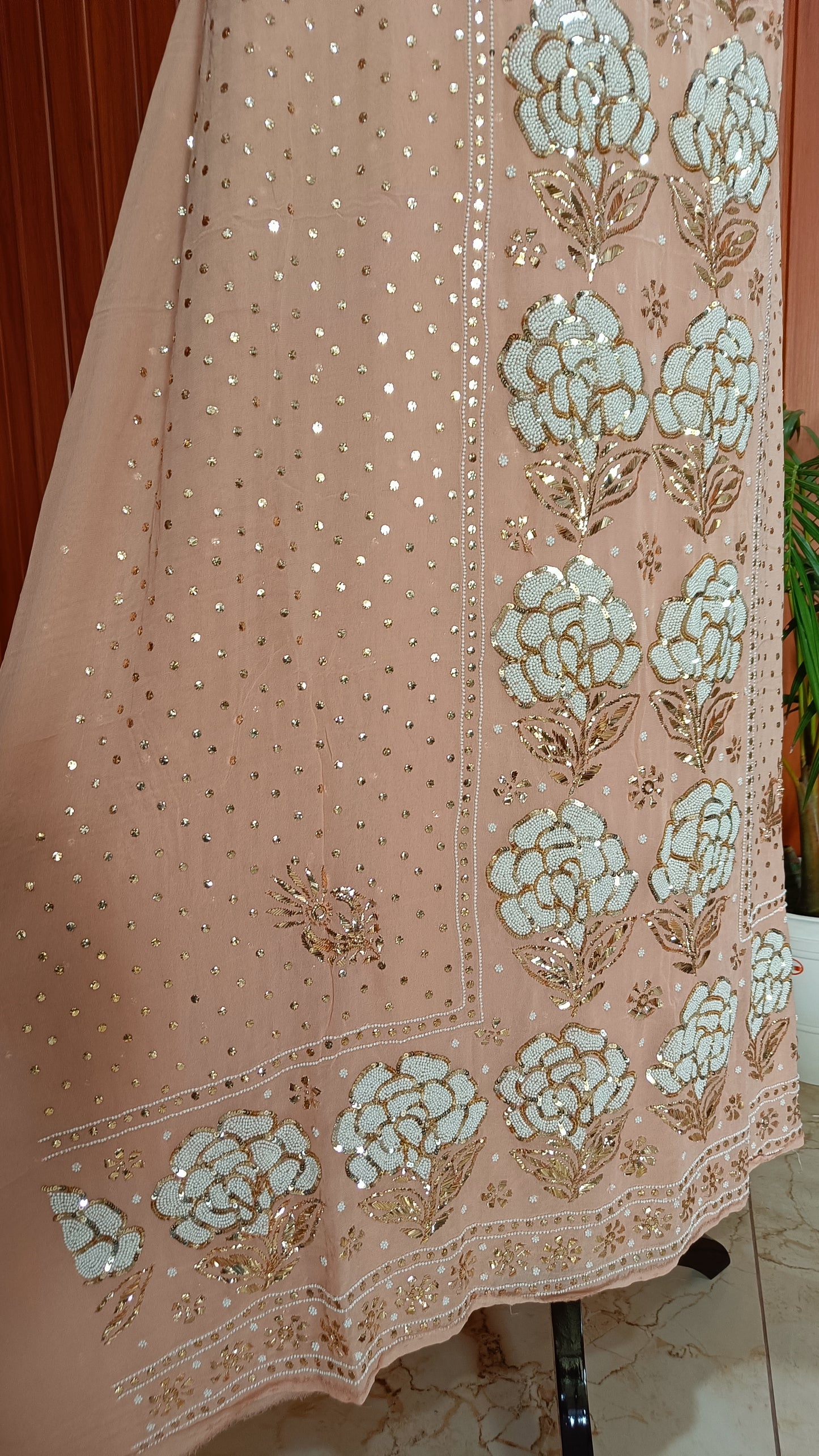 Ruhani Nude Badla and Pearl Embroidered Kurta & Dupatta Set