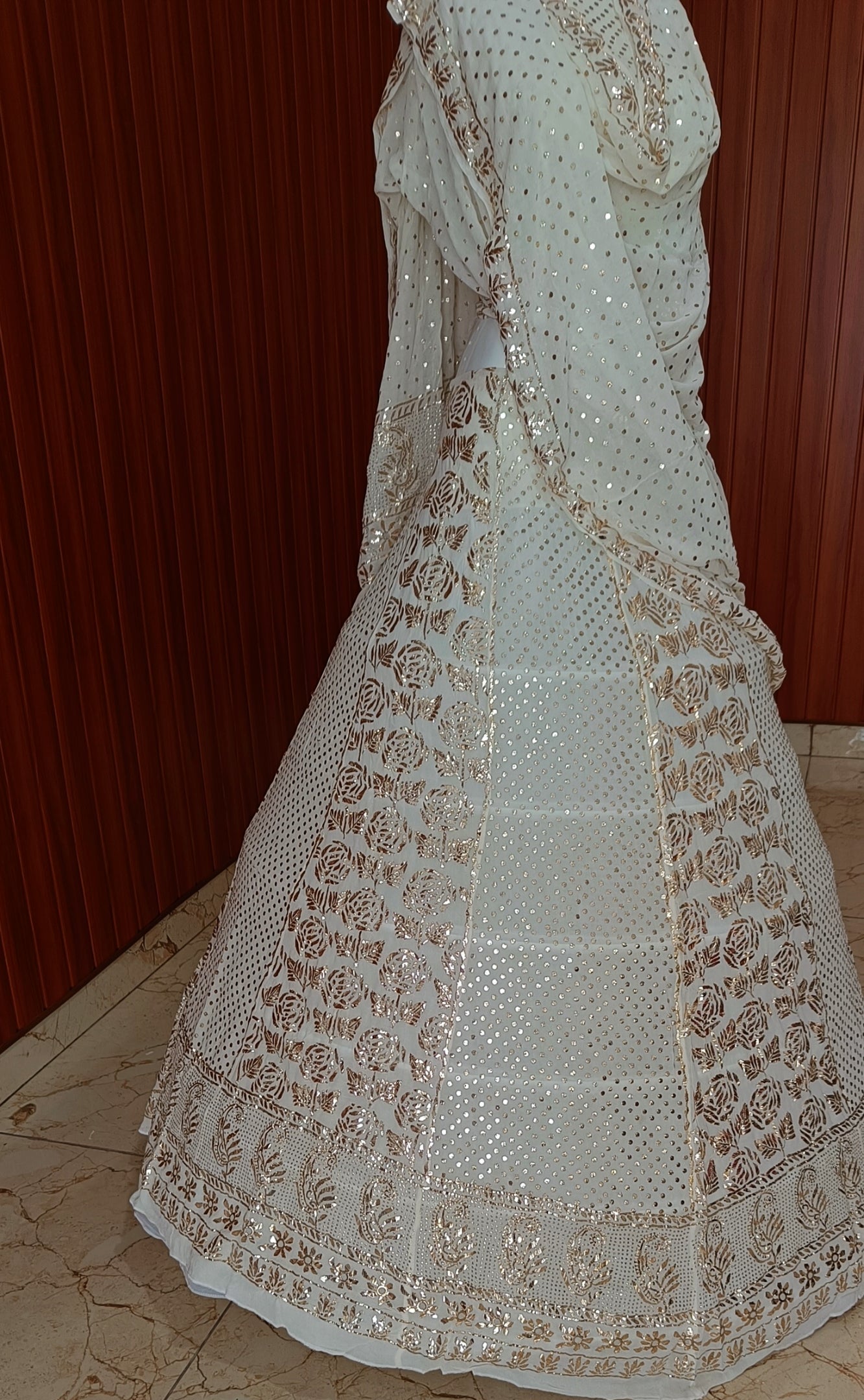 Off White Lehenga In Soft Organza With Pearls, Sequence Work – MOHAR