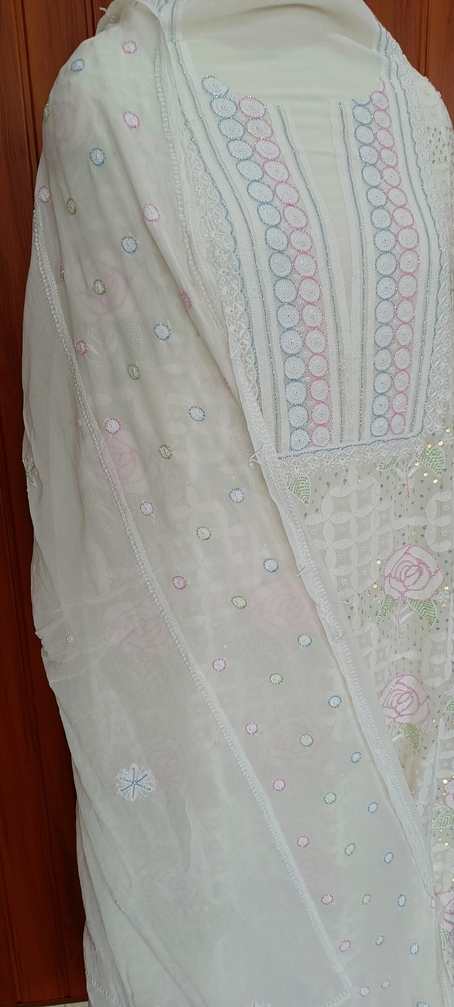 Ivory fine Chikankari pearl cut dana Kurta and Dupatta