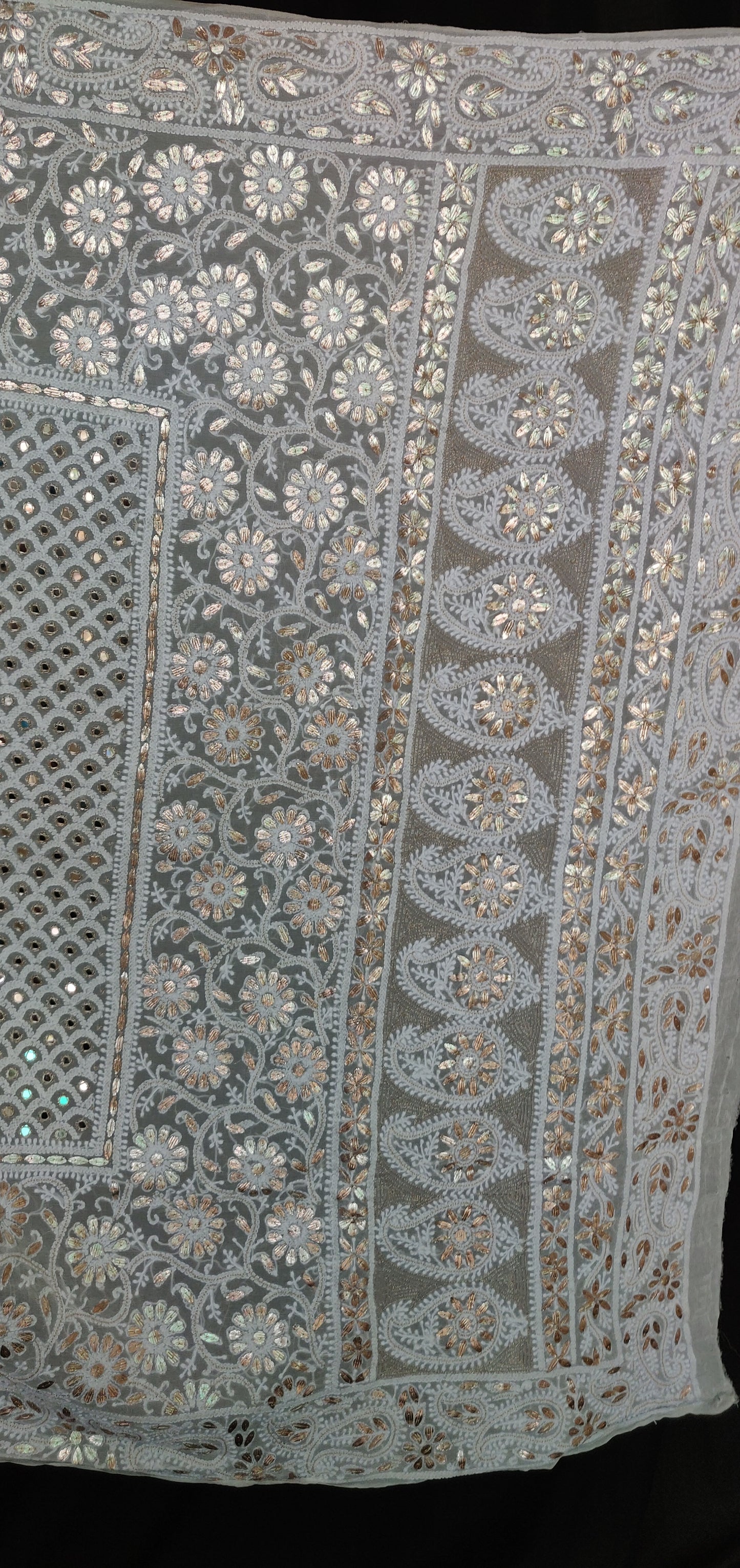 Ruhani ivory Chikankari mirror and gota patti pure georgette wedding dupatta