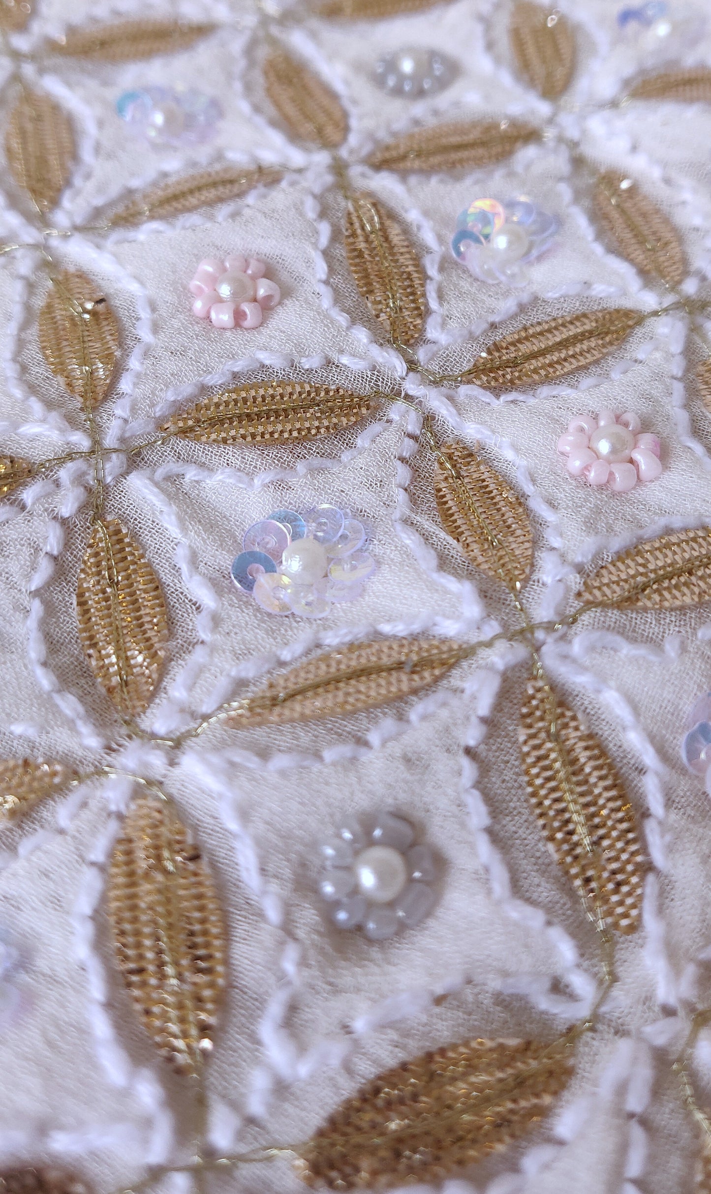 Ruhani Ivory Masterpiece Chikankari Gota and heavy pearl embroidered saree